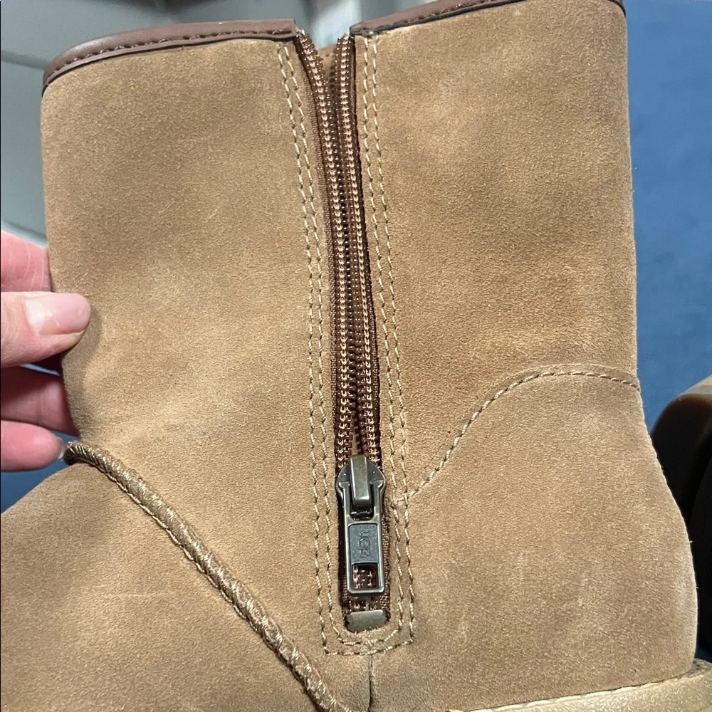 UGG Chestnut Suede Platform Mid-Calf Winter Boots